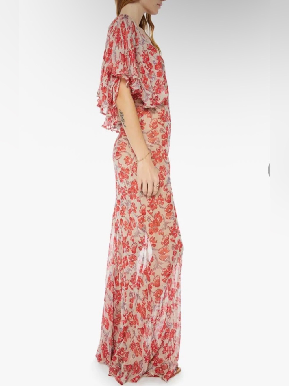 Natalie Martin Ramya Maxi Sheer Dress in Dove size S_NWT_ no slip - Picture 2 of 8